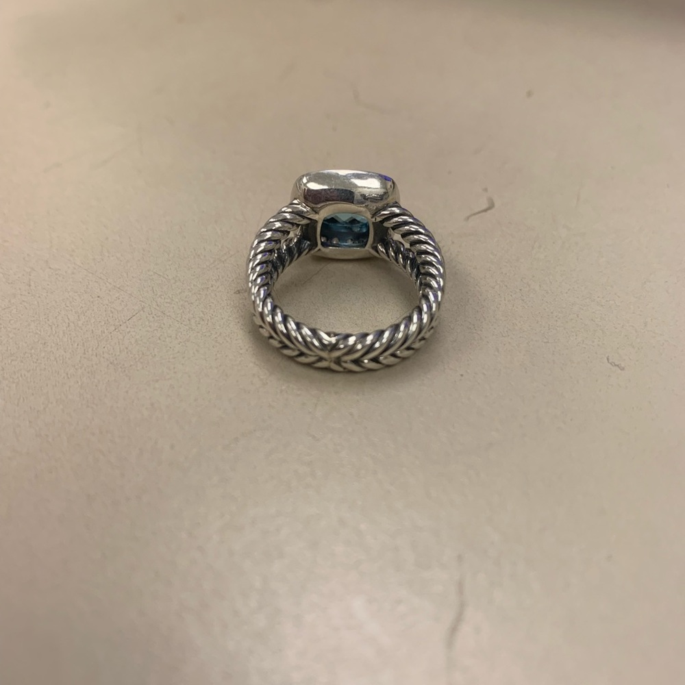 david yurman 7x7mm ring with blue topaz - Picture 5 of 5